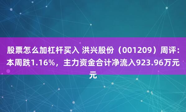 股票怎么加杠杆买入 洪兴股份（001209）周评：本周跌1.16%，主力资金合计净流入923.96万元